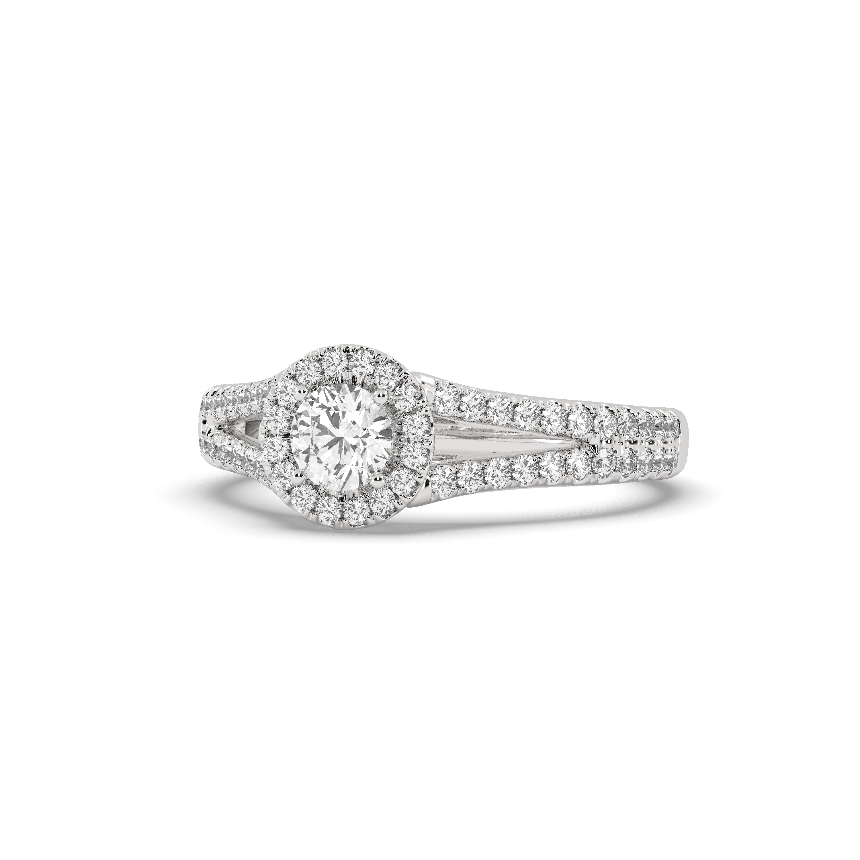 White Gold Studded 1.306 Carat Lab Grown Diamond Ring-G Color VS2 Clarity.